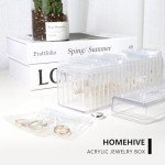 HOMEHIVE Acrylic Jewelry Box Organizer, Clear Jewelry Organizer Holder with 20 Portable Anti Tarnish Jewelry bags, Travel Jewelry Case for Earrings/Rings/Necklaces Gift for Women Girls, Clear