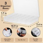Juvale 3 Pack Bead Storage Organizer Box with 36 Grids and Removable Dividers - Plastic Container Tray for Craft, Jewelry and Earrings