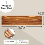 5-Slot Wooden Quilting Ruler Stand and Template Organizer, Sewing Accessories and Supplies 17 x 4 in - Quilting Ruler Holder - Quilting Ruler Rack - Quilting Ruler Template - Quilt Ruler Holder