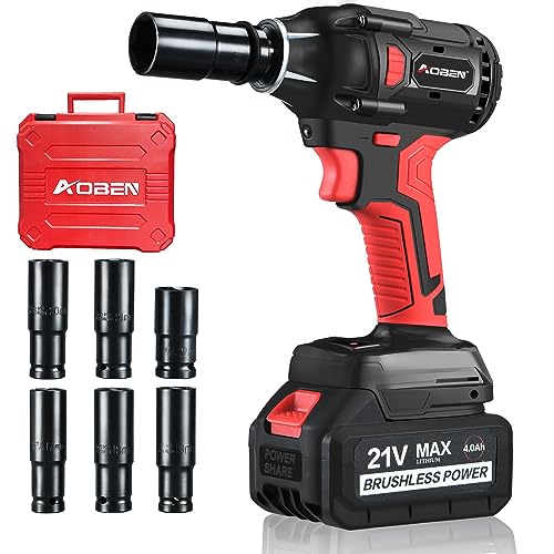 AOBEN 21V Cordless Impact Wrench with 6Pcs Sockets