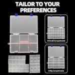 DUOFIRE Plastic Organizer Container Storage Box Adjustable Divider Removable Grid Compartment for Jewelry Beads Earring Container Tool Fishing Hook Small Accessories(34 Grids, White X 1)