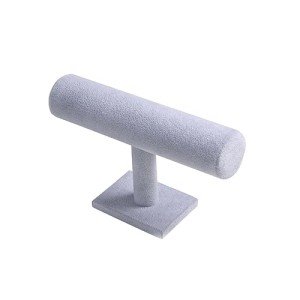 Coward T-Bar Bracelet Holder Organizer Jewelry Display Boutique Watch Stand for Home Organization Storage (Gray Velvet)