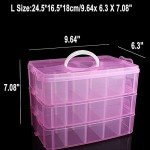 ZLY 3-Tier Demountable Plastic Jewelry Box Organizer Storage Container with Adjustable Dividers 30（Large） Grids