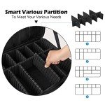 gzcz Travel Makeup Train Case 13.5 Inches Professional Makeup Bag Portable Cosmetic Case Organizer Brush Artist Storage Bag With Adjustable Dividers for Make Up Accessories (M-Black)