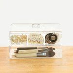 TelKeen 2Layer Hair Accessories Organizer for Girls, Acrylic Hair Tie Organizer for Headband, bows, Hair Clip, Cotton Swab Organization, Hair Clip Holder, Hair Organizer Storage with Lid