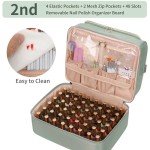 CUBETASTIC Nail Polish Organizer, Portable Nail Polish Storage Case Holds 69 Bottles Nail Polish & Nail Lamp, Travel Nail Supplies Organizer Bag for Nail Tech Kit & Manicure Tools (Rhombus Green)