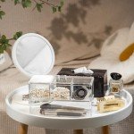 TelKeen 2Layer Hair Accessories Organizer for Girls, Acrylic Hair Tie Organizer for Headband, bows, Hair Clip, Cotton Swab Organization, Hair Clip Holder, Hair Organizer Storage with Lid