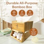 Definitive Solutions 2in1 Laundry Pods Container, Disposable Face Towel Holder & Dispenser, Dryer Sheet Holder, Cotton Ball Holder, Simple Storage & Organization, Durable All-Purpose Luxe Bamboo Box