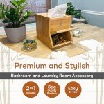 Definitive Solutions 2in1 Laundry Pods Container, Disposable Face Towel Holder & Dispenser, Dryer Sheet Holder, Cotton Ball Holder, Simple Storage & Organization, Durable All-Purpose Luxe Bamboo Box