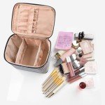 OCHEAL Travel Makeup Bag, Cosmetic Bags for Women Makeup Case Organizer Large Capacity Travel Toiletry Bag Storage Bags with Divider and Handle for Cosmetics Toiletries Brushes Tools- Black