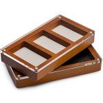 Oirlv Solid Wooden Glass Top Jewelry Display Case,Wooden Small Jewelry Tray for Collectibles Home Organization Accessories Storage Box with Lid(Creamy-white)