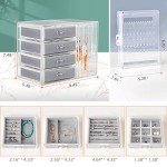 Jenseits Acrylic Jewelry Box, Clear Jewelry Organizer W/ 4 Drawers & 2 Earring Holder, Cute Jewelry Box For Bracelet Necklace Rings Storage, Dustproof Velvet Jewelry Display Case Gift For Women Girls