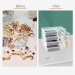 Jenseits Acrylic Jewelry Box, Clear Jewelry Organizer W/ 4 Drawers & 2 Earring Holder, Cute Jewelry Box For Bracelet Necklace Rings Storage, Dustproof Velvet Jewelry Display Case Gift For Women Girls