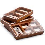 Oirlv Solid Wooden Glass Top Jewelry Display Case,Wooden Small Jewelry Tray for Collectibles Home Organization Accessories Storage Box with Lid(Creamy-white)