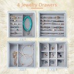 Jenseits Acrylic Jewelry Box, Clear Jewelry Organizer W/ 4 Drawers & 2 Earring Holder, Cute Jewelry Box For Bracelet Necklace Rings Storage, Dustproof Velvet Jewelry Display Case Gift For Women Girls