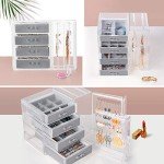 Jenseits Acrylic Jewelry Box, Clear Jewelry Organizer W/ 4 Drawers & 2 Earring Holder, Cute Jewelry Box For Bracelet Necklace Rings Storage, Dustproof Velvet Jewelry Display Case Gift For Women Girls
