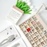 GISK Clear Lid Velvet 40 Grid Jewelry Box with Transparent Glass lid Earring Organizer,Jewelry Organizer with Removable Dividers For Ring,Earring,Jewelry Organization for Girls Women(40 Grid-White)