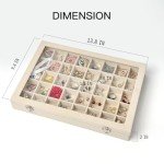 GISK Clear Lid Velvet 40 Grid Jewelry Box with Transparent Glass lid Earring Organizer,Jewelry Organizer with Removable Dividers For Ring,Earring,Jewelry Organization for Girls Women(40 Grid-White)