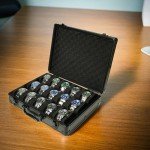 AUKURA 15 slots Watch organizer Case, Aluminum watch storage box, hard watch travel box, padded case for watch display and organization