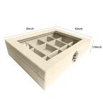 Jemjosh Clear Acrylic Lid 12 Grids Velvet Jewelry Box Tray Stackable Display Storage Earring Necklace Rings Organizer Holder Case, Beige
