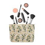 PAZIMIIK Makeup Bags for Purse Zipper Cosmetic Pouch Large Travel Canvas Make Up Organizer Tool Pouch for Women and Girls,Daisy White