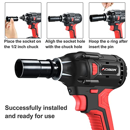 AOBEN 21V Cordless Impact Wrench with 6Pcs Sockets