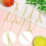 24 PCS Surgical Tool Cupcake Toppers Glitter Surgeon Party Cupcake Picks Surgical Doctor Graduation Cake Decorations for Surgeon Sterile Processing Tech Tool Theme Birthday Party Supplies Gold