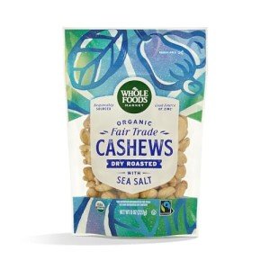 WHOLE FOODS MARKET Organic Dry Roasted Cashews with Sea Salt, 8 OZ