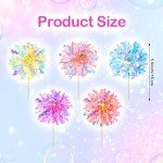 Gjinxi 10 PCS Foil Firework Cupcake Toppers, Happy Birthday Cake Toppers Sparkle Tinsel Cake Toppers Flowers Cake Decoration Cocktail Food Fruit Toothpick for Cake Decoration Party Supplies(Yellow)