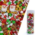 Christmas Sprinkles Santa Claus & Deer & Christmas stocking Cake Decorations Topper Edible Themed Sprinkles For Gingerbread House, Cake, Cookies, Chocolate Desserts,Ice Cream 4.58OZ