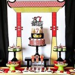 1 PCS Ninja Happy 7th Birthday Cake Topper Black Glitter Seven Years Old Birthday Cake Pick Martial Arts Kung Fu Warriors Cake Decoration for Ninja Theme Seventh Birthday Party Decorations Supplies