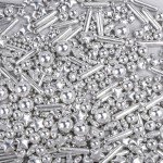 Silver Pearl Rods Star Sprinkles, Mix Size Candy, 130g/4.58oz, Pearl Sprinkles for Cake Decorations, Cupcake Toppers