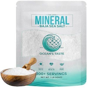 Ocean's Taste Baja Gold Sea Salt, 16oz - 1 LB Baja Gold Mineral Sea Salt, Natural Fine Grain Crystals, Fine Sea Salt, Baja Salt, 30% Less Sodium | Mineral Salt Ideal for Electrolytes Balance, Cooking & Baking | Kosher Salt, Real Salt, Organic Sea Salt Fine.