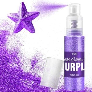 Edible Glitter Spray - 22g Edible Luster Dust Metallic Food Grade Glitter for Drinks, Cake Decorating, Baking - Edible Food Coloring Powder Shimmer Glitter for Cocktail, Icing, Candy (Purple)