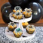 Gyufise 60Pcs Edible Wafer Paper Halloween Spider Cupcake Toppers Edible Spider Cake Picks Halloween Horror Spider Cupcake Decors for Halloween Theme Baby Shower Party Cake Decoration