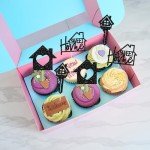 Gyufise 24 Pack Sweet Home Cupcake Toppers Glitter key Housewarming Cupcake Picks for Welcome New Home Theme Party Cake Decorations Supplies Black
