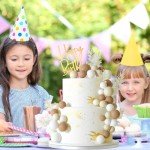 MIAHART Ball Cake Toppers Boho Grass Cake Topper Ball Cake Insert Decoration for Birthday Wedding Baby Shower Party Decorations Boho Themed Party Supplies (Khaki，white，ivory white)