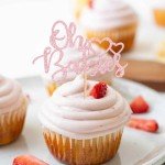 24 Pack Oh Babies Cupcake Toppers with Glitter Heart Baby Shower Cupcake Picks Celebrating Kids Birthday Baby Shower Party Cake Decorations Pink