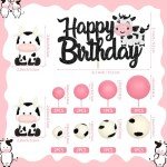 15 PCS Cow Cake Toppers Farm Cow Happy Birthday Cake Topper Miniature Figurines Cow Cake Decoration Foam Mini Balls Balloon Cake Decorations for Cow Theme Baby Shower Birthday Party Supplies