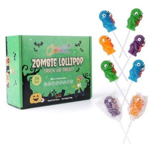 Halloween Lollipop Suckers, Zombie Candy, Individually Wrapped, Great for Goody Bag Fillers 12 Pack