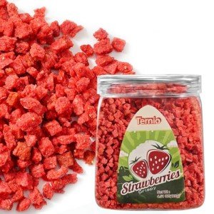 Ternio Premium Freeze Dried Strawberries - 4.5 Oz/128g - Frozen Dried Strawberry Pieces - 100% Natural & No Additives - Healthy Freeze Dried Fruit Snack & Topping for Beverages or Recipes. (Granules Strawberry (4.5oz）
