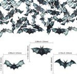 Gyufise 60Pcs Edible Halloween Bat Cupcake Toppers Edible Wafer Paper Bat Halloween Cupcake Picks for Baby Shower Kids Halloween Theme Birthday Party Cake Decorations Supplies Black