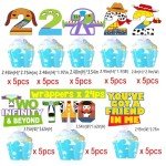 Two infinity and Beyond Birthday Decorations Two infinity and Beyond Birthday Cupcake Toppers and Wrappers for 2nd Birthday Cartoon Story Party Supplies Decorations (2nd with wrappers)