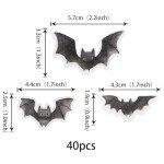 40 Pack Edible Halloween Bat Cupcake Toppers Bat Halloween Cupcake Toppers Rice Paper Wafer Paper Cupcake Picks for Happy Halloween Theme Baby Shower Kids Birthday Party Cupcake Decorations Black