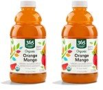 365 by Whole Foods Market, Organic 100% Juice, Flavored Juice Blend from Concentrate, Orange Mango, 32 Fl Oz (Pack of 2)