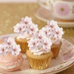 40 Pack Edible Cherry Blossom Cupcake Toppers Cherry Flowers Cake Toppers Rice Paper Wafer Paper Cake Picks for Cherry Blossom Bridal Shower Baby Shower Kids Birthday Cake Decorations Light Pink