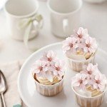 40 Pack Edible Cherry Blossom Cupcake Toppers Cherry Flowers Cake Toppers Rice Paper Wafer Paper Cake Picks for Cherry Blossom Bridal Shower Baby Shower Kids Birthday Cake Decorations Light Pink