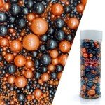 Edible Orange & Black Sugar Pearls Sprinkles Candy Mix Size Pearls Cake Decorations Cupcake Toppers Decorating Perfect for Wedding Party Valentine Christmas Supplies 4.58OZ