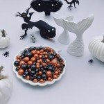 Edible Orange & Black Sugar Pearls Sprinkles Candy Mix Size Pearls Cake Decorations Cupcake Toppers Decorating Perfect for Wedding Party Valentine Christmas Supplies 4.58OZ