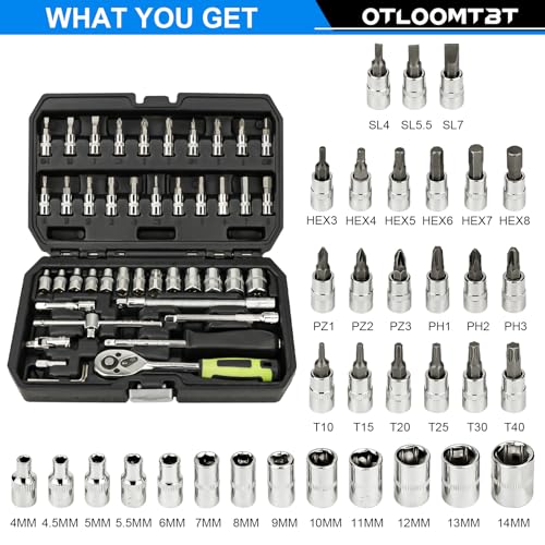 46-Piece 1/4" Industrial Socket Ratchet Wrench Set